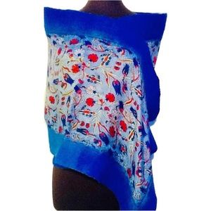 Felted Silk Scarf (Blue/Wide)